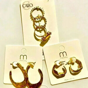 Cato Gold Ring Set and Two Pairs of Gold Earrings